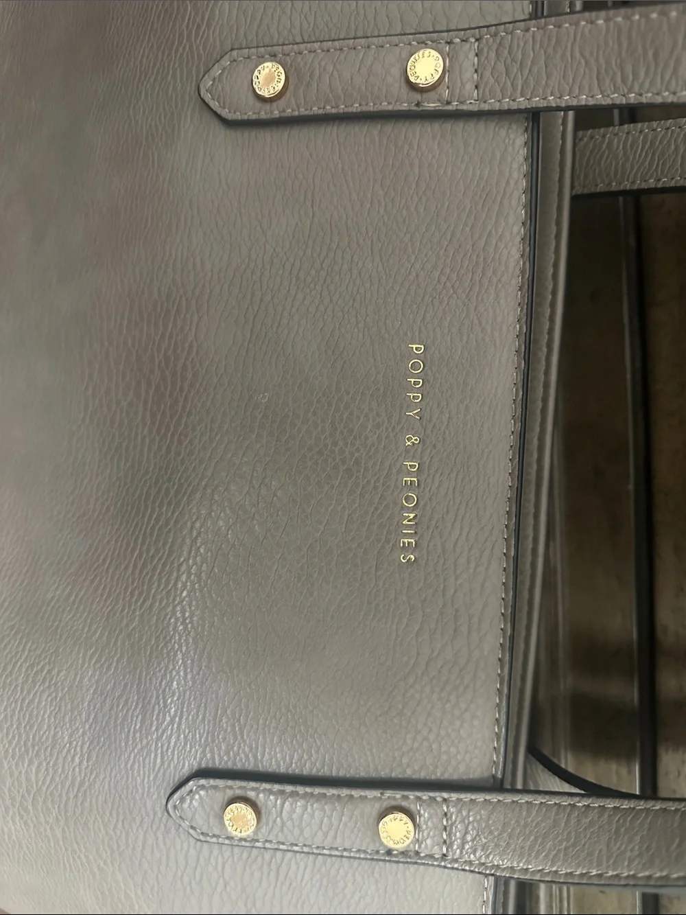 Poppy & Peonies Go-Getter Dark Grey Blush Pink Interior, Tote with Gold Hardware